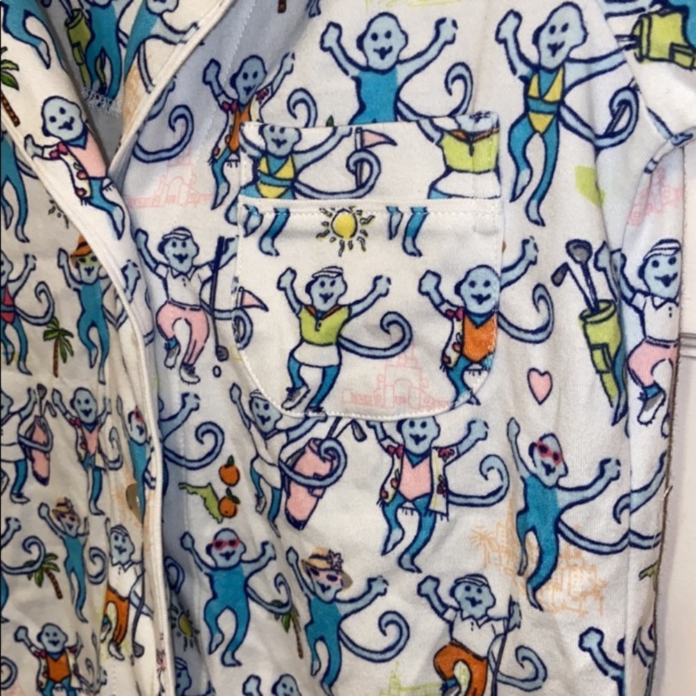 NEW ROLLER RABBIT PALM BEACH MONKEY POLO PAJAMAS TOP SZ M FLORIDA Preppy COTTON - Picture 5 of 14